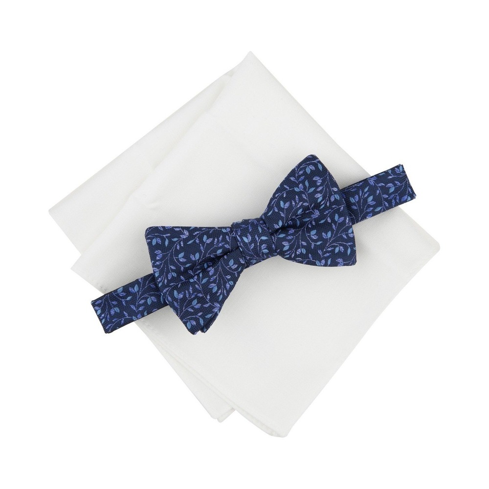 bar III Bow Tie and Pocket Square Set Mens Navy‎ Floral Print NWT